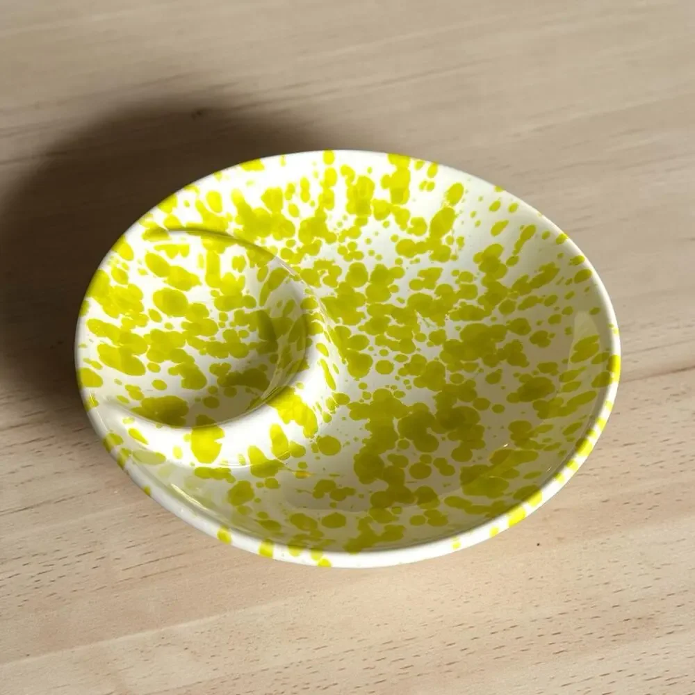 Frantoio Muraglia Italy Green Splatter Bread Olive Oil Dipping Plate Art Deco